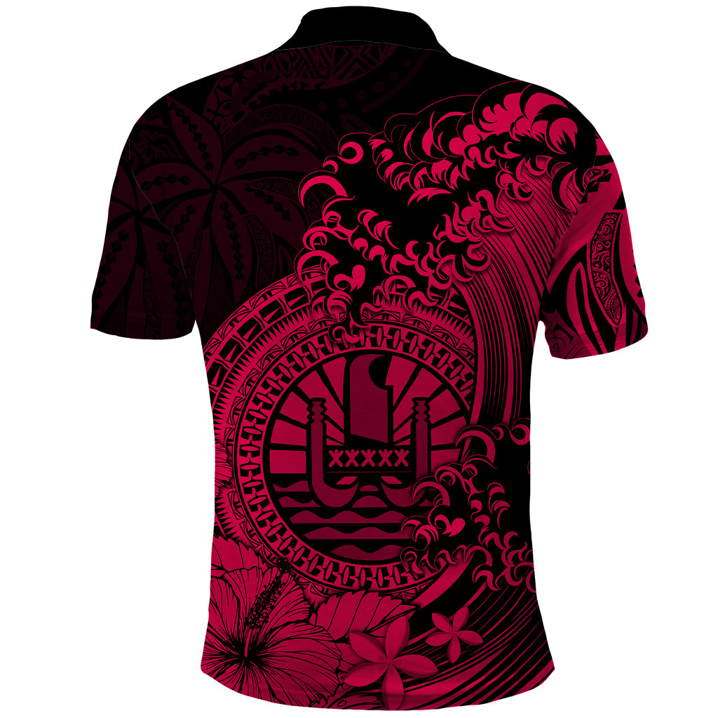 Polynesian Tahiti Island Polo Shirt The Wave of Water Pink LT9 - Polynesian Pride