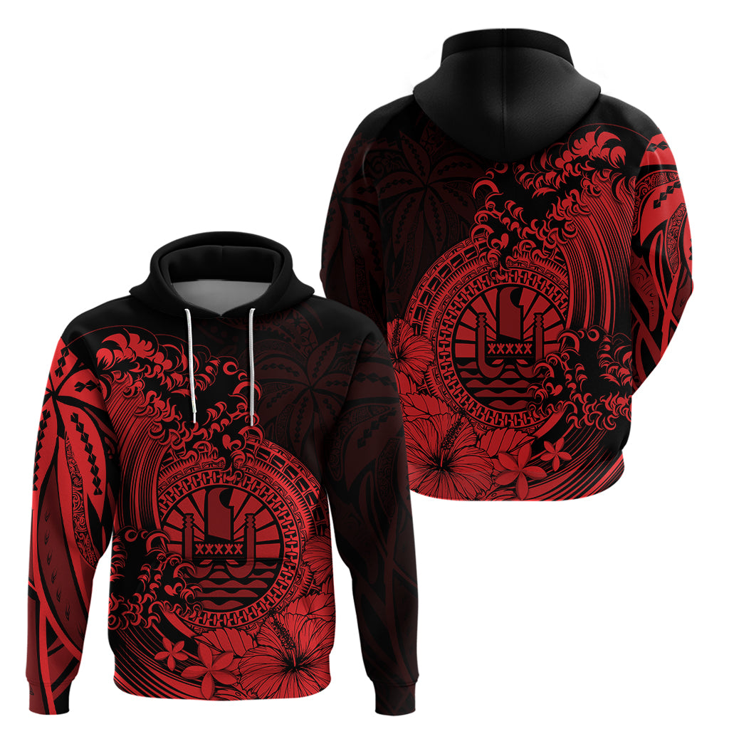 Polynesian Tahiti Island Hoodie The Wave of Water Red LT9 Red - Polynesian Pride