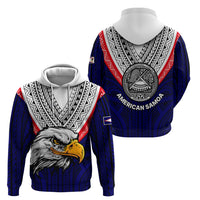 American Samoa Hoodie Bald Eagle with Polynesian Pattern LT9 Pullover Hoodie Blue - Polynesian Pride