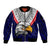 (Custom Personalised) American Samoa Sleeve Zip Bomber Jacket Bald Eagle with Polynesian Pattern LT9 Unisex Blue - Polynesian Pride