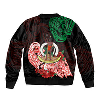 (Custom Personalised) Vanuatu Sleeve Zip Bomber Jacket Polynesian Floral Tribal LT9 - Polynesian Pride