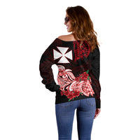 Wallis et Futuna Off Shoulder Sweater Polynesian Floral Tribal LT9 - Polynesian Pride