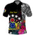 Cook Island Polo Shirt Tribal Polynesian and Tropical Flowers LT9 Black - Polynesian Pride