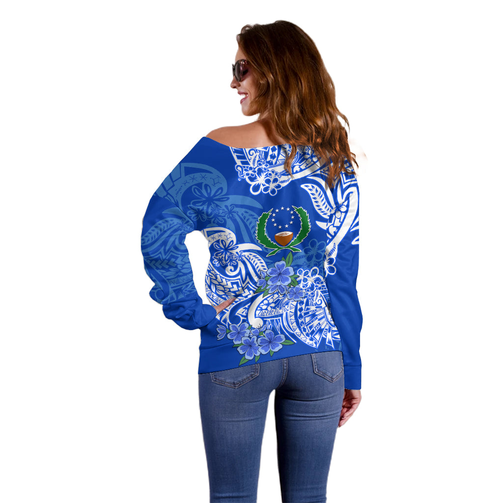 FSM Pohnpei State Off Shoulder Sweater Polynesian Floral Tribal LT9 - Polynesian Pride