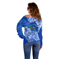 FSM Pohnpei State Off Shoulder Sweater Polynesian Floral Tribal LT9 - Polynesian Pride