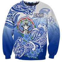 Northern Mariana Islands Sweatshirt Polynesian Floral Tribal LT9 Unisex Blue - Polynesian Pride