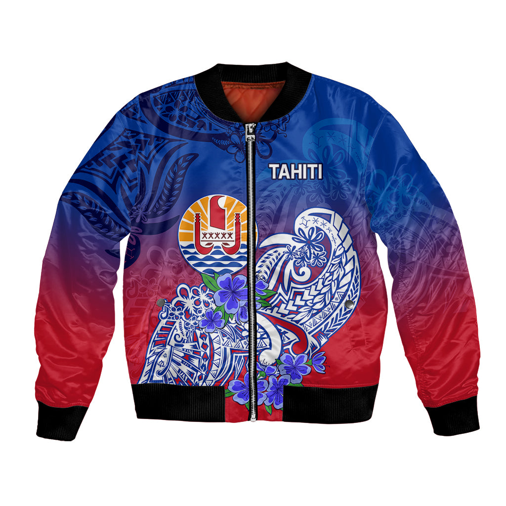 Tahiti Bomber Jacket Polynesian Floral Tribal LT9 Unisex Blue - Polynesian Pride