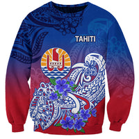 Tahiti Sweatshirt Polynesian Floral Tribal LT9 Unisex Blue - Polynesian Pride
