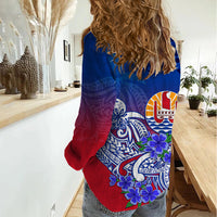 Tahiti Women Casual Shirt Polynesian Floral Tribal LT9 - Polynesian Pride