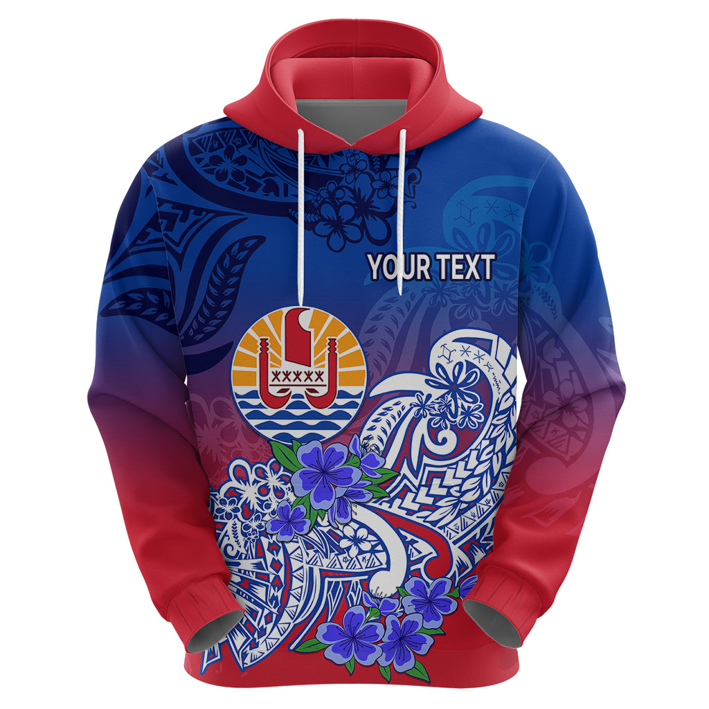 Custom Tahiti Hoodie Polynesian Floral Tribal LT9 Zip Hoodie Blue - Polynesian Pride
