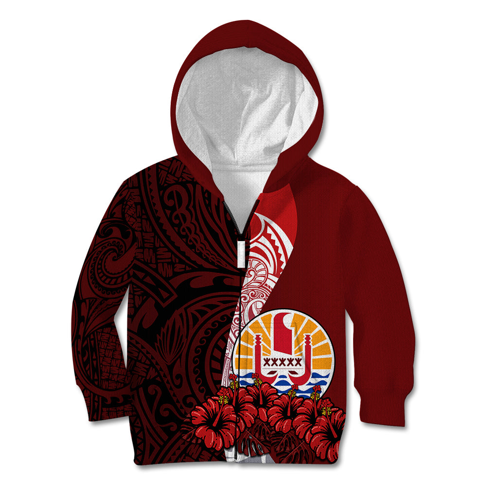 Tahiti Kid Hoodie Polynesian Coat Of Arm With Hibiscus LT9 - Polynesian Pride