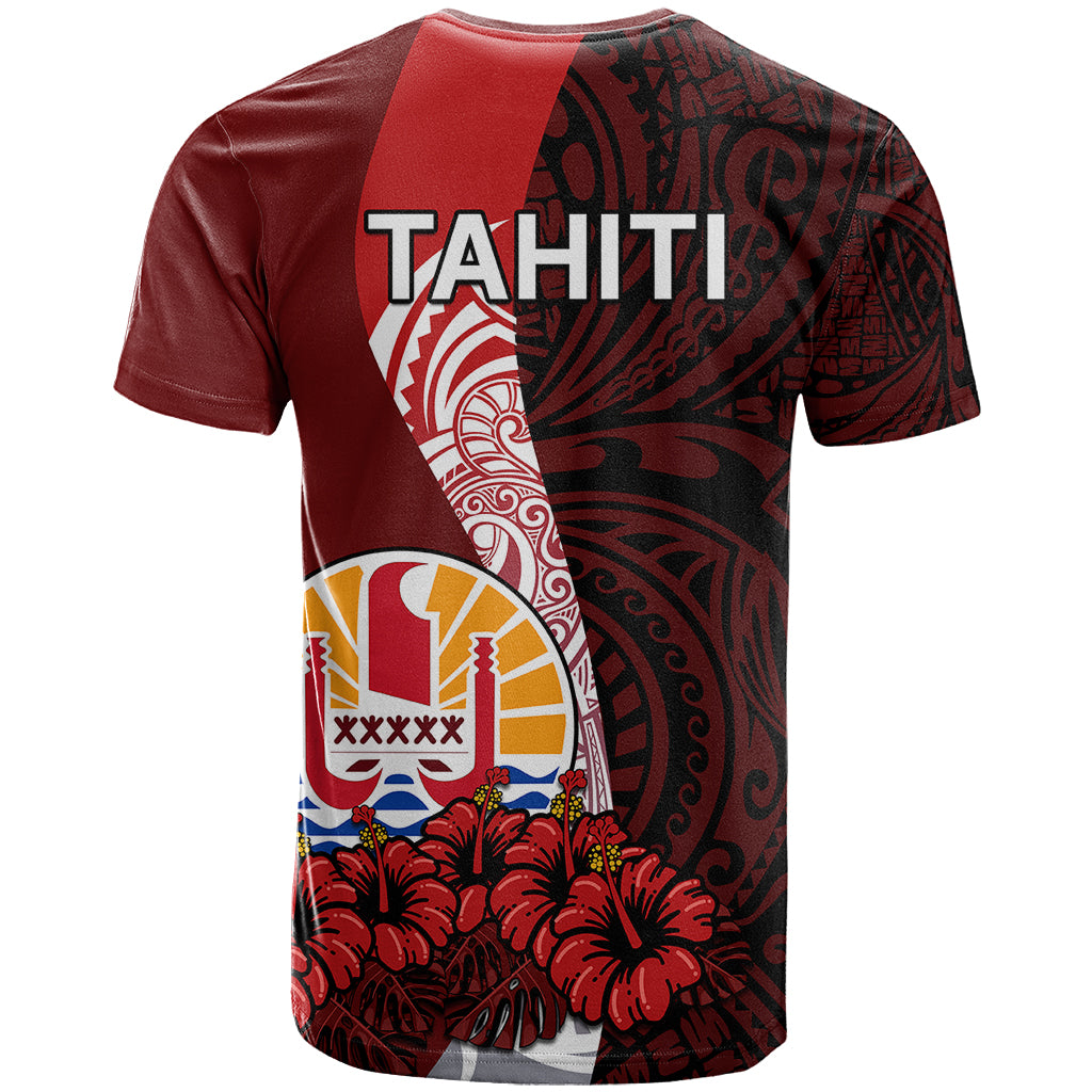 Tahiti T Shirt Polynesian Coat of Arm With Hibiscus LT9 - Polynesian Pride