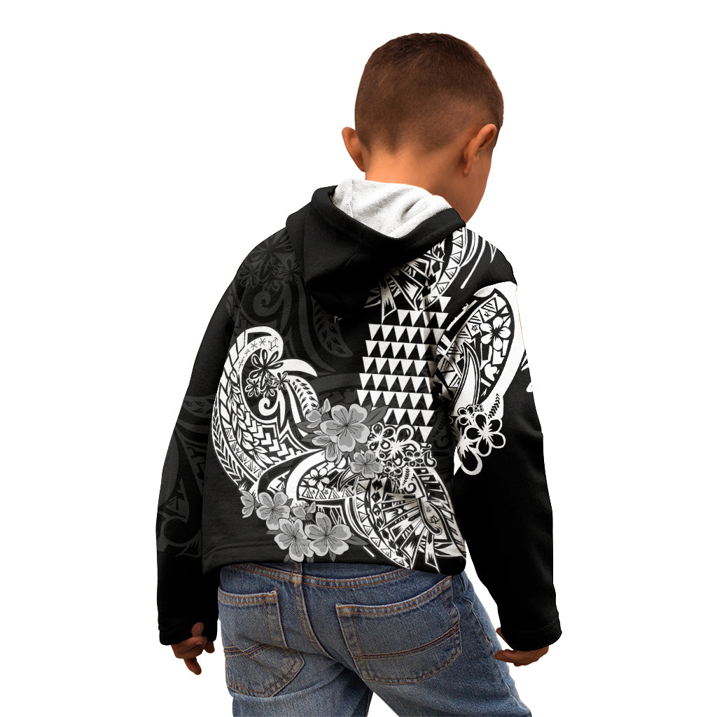 Hawaii Kakau Kid Hoodie Polynesian Floral Tribal Black Version LT9 - Polynesian Pride