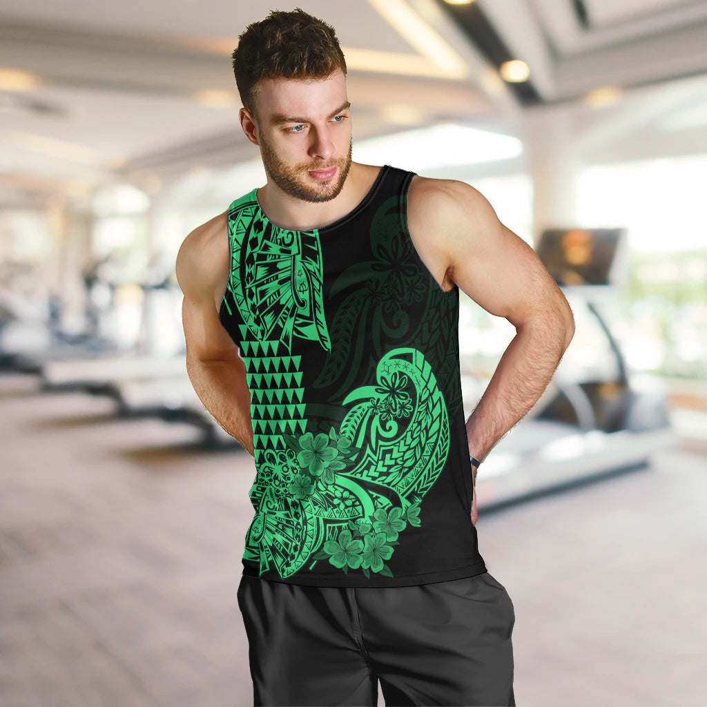 Hawaii Kakau Men Tank Top Polynesian Floral Tribal Green Version LT9 - Polynesian Pride