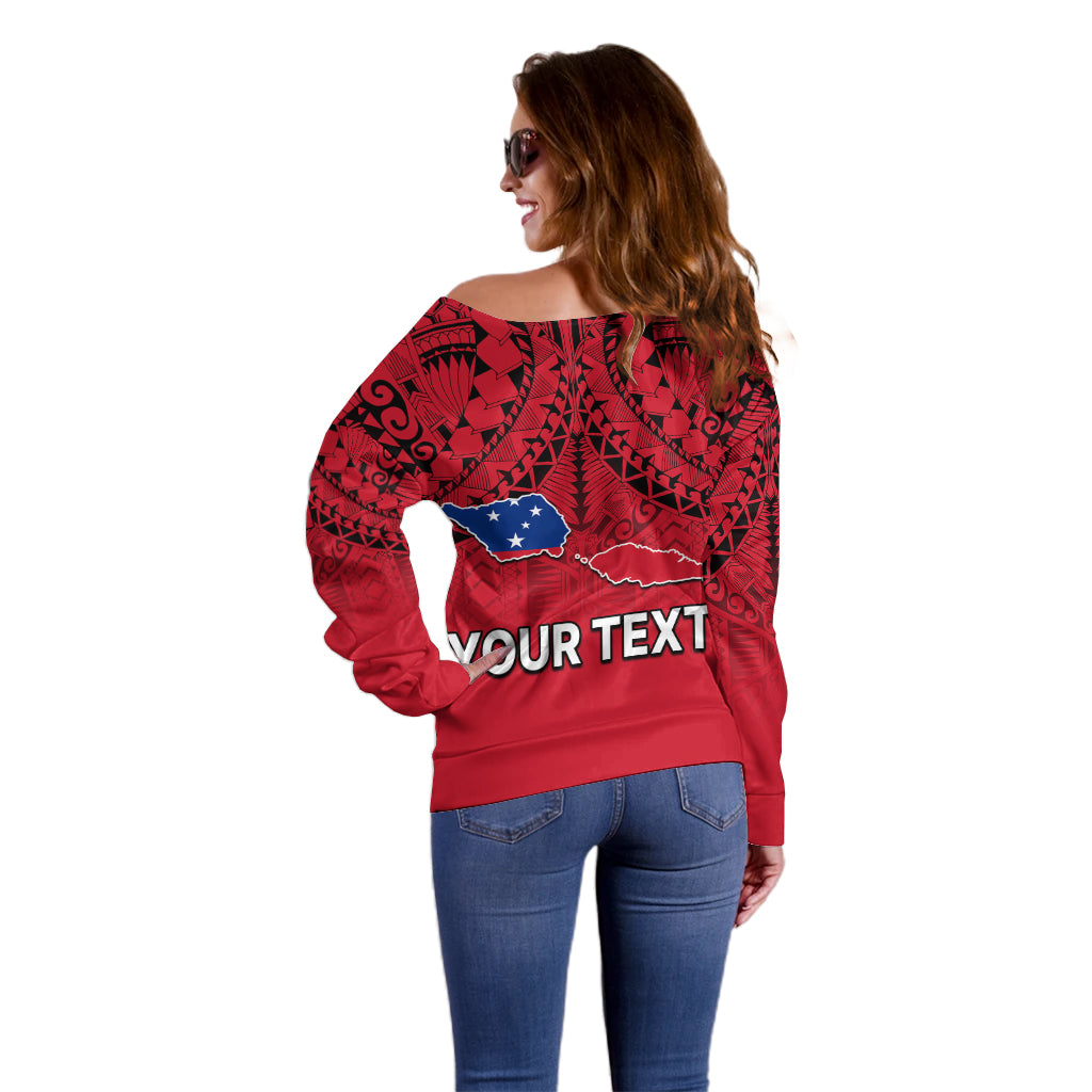 (Custom Personalised) Polynesian Independent State of Samoa Red Off Shoulder Sweater LT9 - Polynesian Pride
