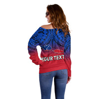 (Custom Personalised) Polynesian Independent State of Samoa Gradient Off Shoulder Sweater LT9 - Polynesian Pride