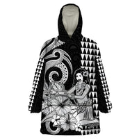 Aloha Hula Girl Hawaiian Tribal and Simple Kakau Wearable Blanket Hoodie LT9 Unisex One Size - Polynesian Pride