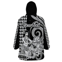 (Custom Personalised) Aloha Hula Girl Hawaiian Tribal and Simple Kakau Wearable Blanket Hoodie LT9 - Polynesian Pride