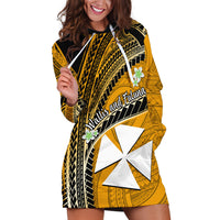 (Custom Personalised) Wallis And Futuna Hoodie Dress Plumeria Flowers With Gold Polynesian Pattern LT14 - Polynesian Pride