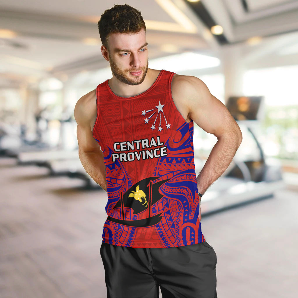 (Custom Personalised) Papua New Guinea Men Tank Top Central Province Mix Coat Of Arms Polynesian Art LT14 - Polynesian Pride