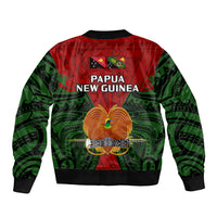 Papua New Guinea Sleeve Zip Bomber Jacket Chimbu Province Mix Coat Of Arms Polynesian Art LT14 - Polynesian Pride