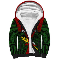 (Custom Personalised) Papua New Guinea Sherpa Hoodie Chimbu Province Mix Coat Of Arms Polynesian Art LT14 Unisex Red - Polynesian Pride