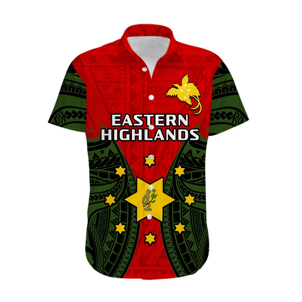 (Custom Personalised) Papua New Guinea Hawaiian Shirt Eastern Highlands Province Mix Coat Of Arms Polynesian Art LT14 - Polynesian Pride