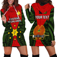 (Custom Personalised) Papua New Guinea Hoodie Dress Eastern Highlands Province Mix Coat Of Arms Polynesian Art LT14 Red - Polynesian Pride
