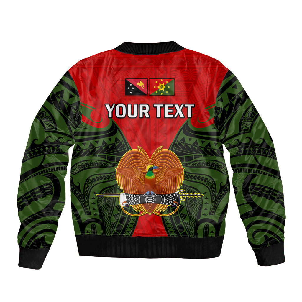 (Custom Personalised) Papua New Guinea Sleeve Zip Bomber Jacket Eastern Highlands Province Mix Coat Of Arms Polynesian Art LT14 - Polynesian Pride
