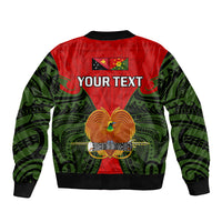 (Custom Personalised) Papua New Guinea Sleeve Zip Bomber Jacket Eastern Highlands Province Mix Coat Of Arms Polynesian Art LT14 - Polynesian Pride