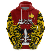 Custom Papua New Guinea Hoodie Madang Province Mix Coat of Arms Polynesian Art LT14 Zip Hoodie Red - Polynesian Pride