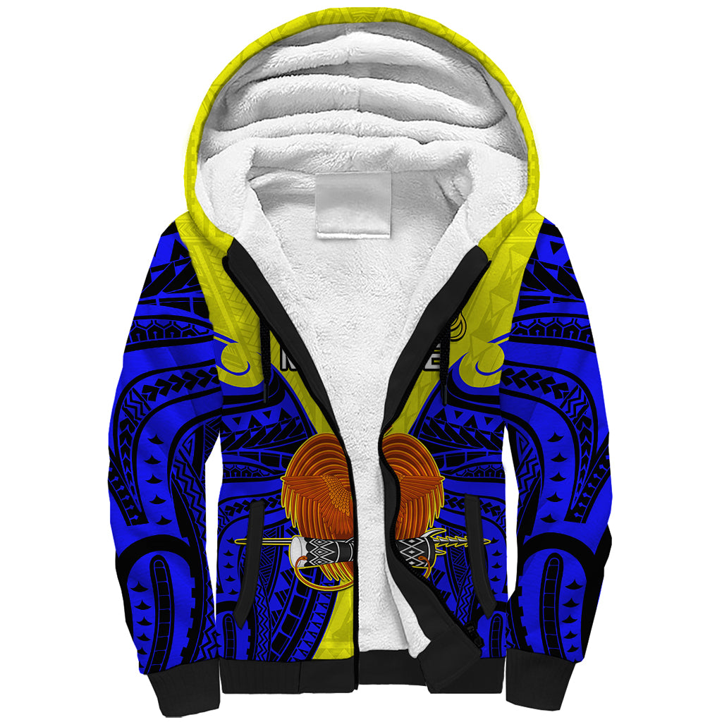 (Custom Personalised) Papua New Guinea Sherpa Hoodie Morobe Province Mix Coat Of Arms Polynesian Art LT14 Unisex Yellow - Polynesian Pride