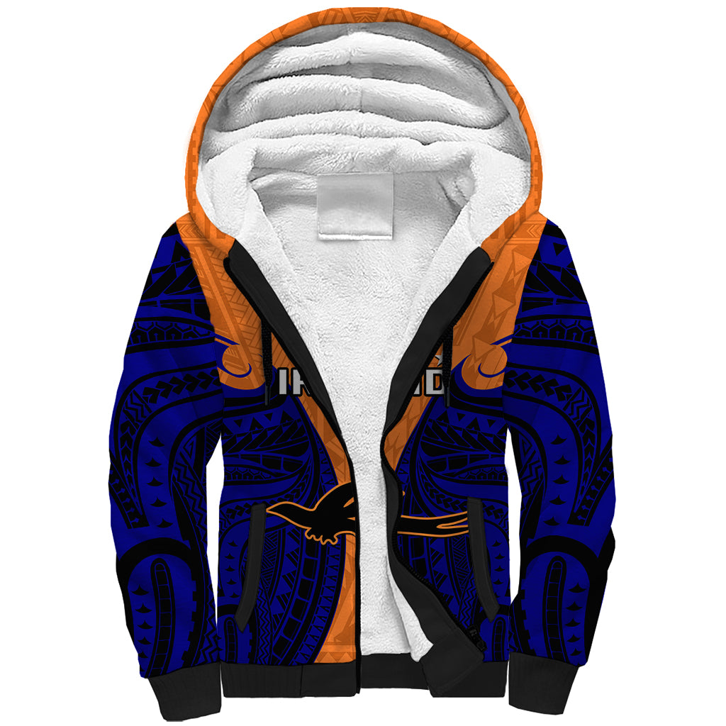 Papua New Guinea Sherpa Hoodie New Ireland Province Mix Coat Of Arms Polynesian Art LT14 Unisex Orange - Polynesian Pride