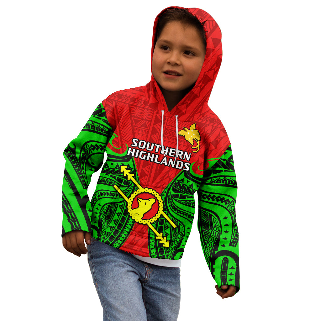 (Custom Personalised) Papua New Guinea Kid Hoodie Southern Highlands Province Mix Coat Of Arms Polynesian Art LT14 - Polynesian Pride