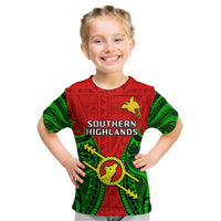 (Custom Personalised) Papua New Guinea Kid T Shirt Southern Highlands Province Mix Coat Of Arms Polynesian Art LT14 Youth XL Size14 - Polynesian Pride