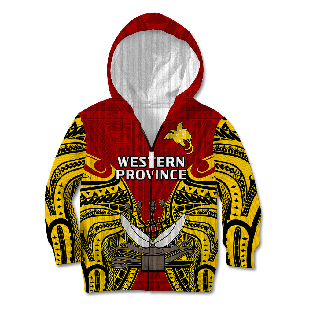 Papua New Guinea Kid Hoodie Western Province Mix Coat Of Arms Polynesian Art LT14 - Polynesian Pride