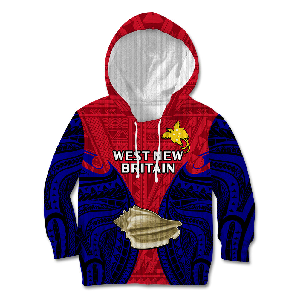 Papua New Guinea Kid Hoodie West New Britain Province Mix Coat Of Arms Polynesian Art LT14 Hoodie Red - Polynesian Pride