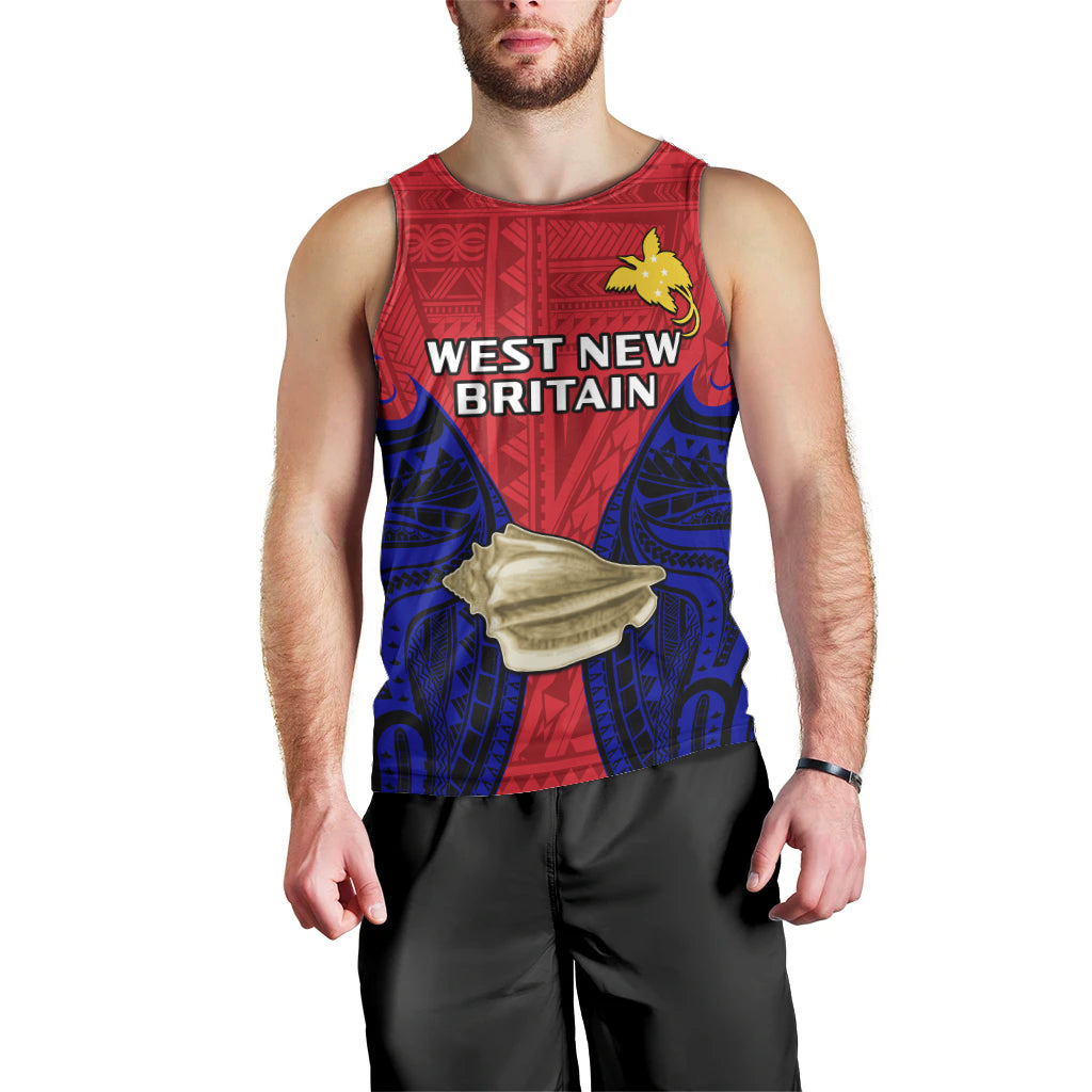 Papua New Guinea Men Tank Top West New Britain Province Mix Coat Of Arms Polynesian Art LT14 - Polynesian Pride