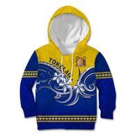 Personalised Tokelau Kid Hoodie Tokelauan Tatau Plumeria Special Style LT14 Hoodie Blue - Polynesian Pride