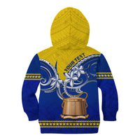 Personalised Tokelau Kid Hoodie Tokelauan Tatau Plumeria Special Style LT14 Zip Hoodie Blue - Polynesian Pride