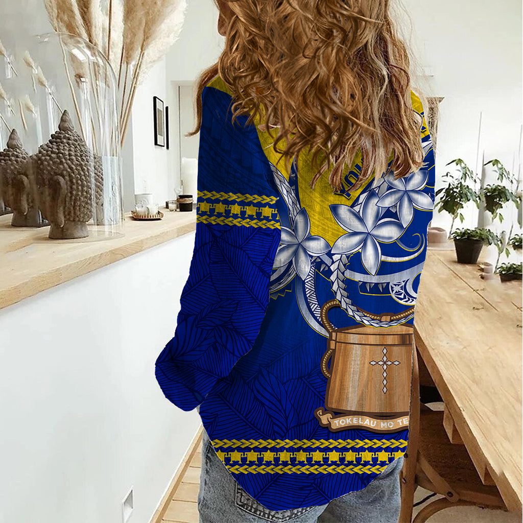 Personalised Tokelau Women Casual Shirt Tokelauan Tatau Plumeria Special Style LT14 - Polynesian Pride