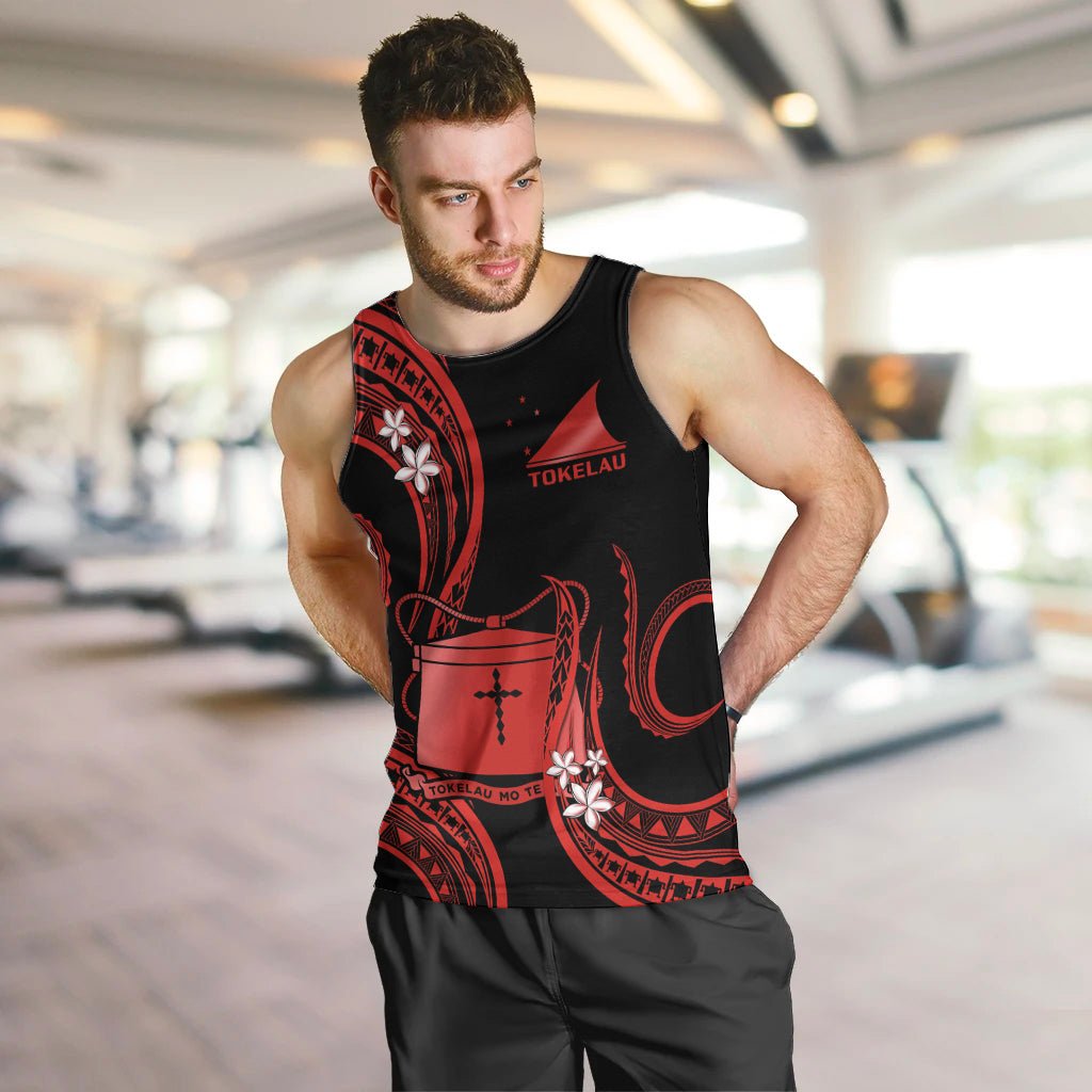 Tokelau Men Tank Top Tokelauan Tatau With Badge Red LT14 - Polynesian Pride
