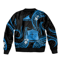 Tokelau Bomber Jacket Tokelauan Tatau With Badge Blue LT14 - Polynesian Pride