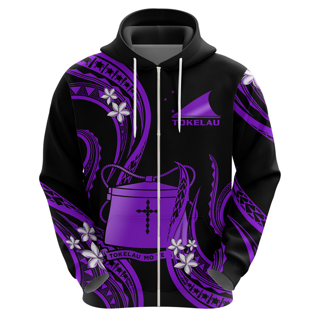 Tokelau Hoodie Tokelauan Tatau With Badge Purple LT14 - Polynesian Pride