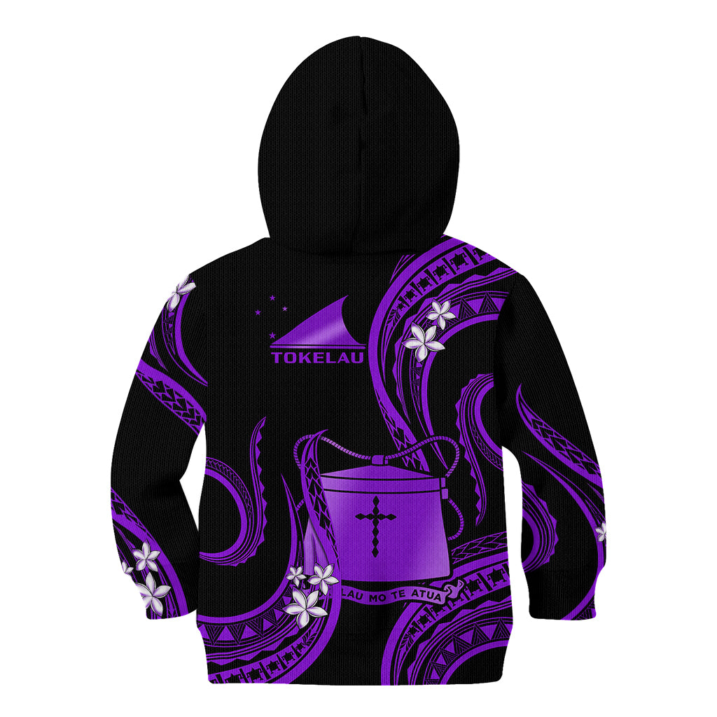 Tokelau Kid Hoodie Tokelauan Tatau With Badge Purple LT14 Zip Hoodie Purple - Polynesian Pride