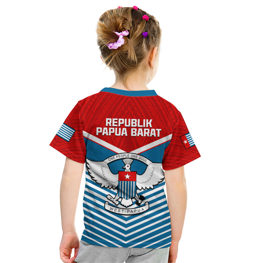 West Papua Kid T Shirt Coat Of Arms And Morning Star Flag LT14 - Polynesian Pride
