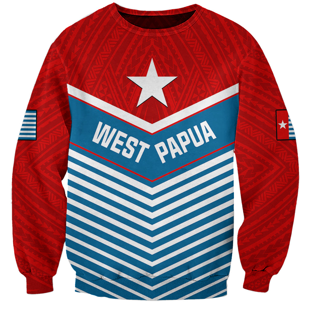 West Papua Sweatshirt Coat Of Arms And Morning Star Flag LT14 Unisex Blue - Polynesian Pride