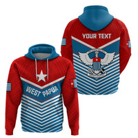 Custom West Papua Hoodie Coat of Arms and Morning Star Flag LT14 Pullover Hoodie Blue - Polynesian Pride