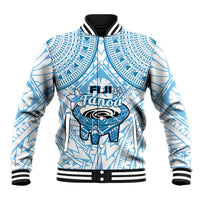 Fiji Tanoa Baseball Jacket Kava Bowl Fijian Tapa Blue Pattern LT14 Unisex Blue - Polynesian Pride