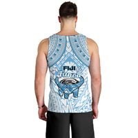 Fiji Tanoa Men Tank Top Kava Bowl Fijian Tapa Blue Pattern LT14 - Polynesian Pride
